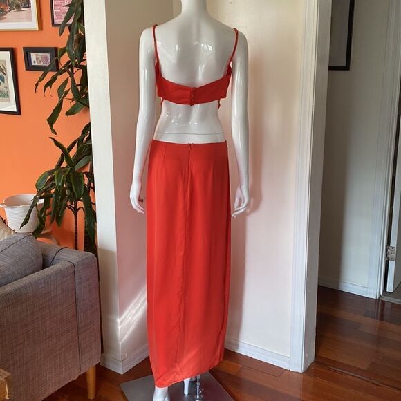 Nana Gotti Julie Salmon Red Cut-Out Maxi Dress Size 6 - Picture 10 of 16